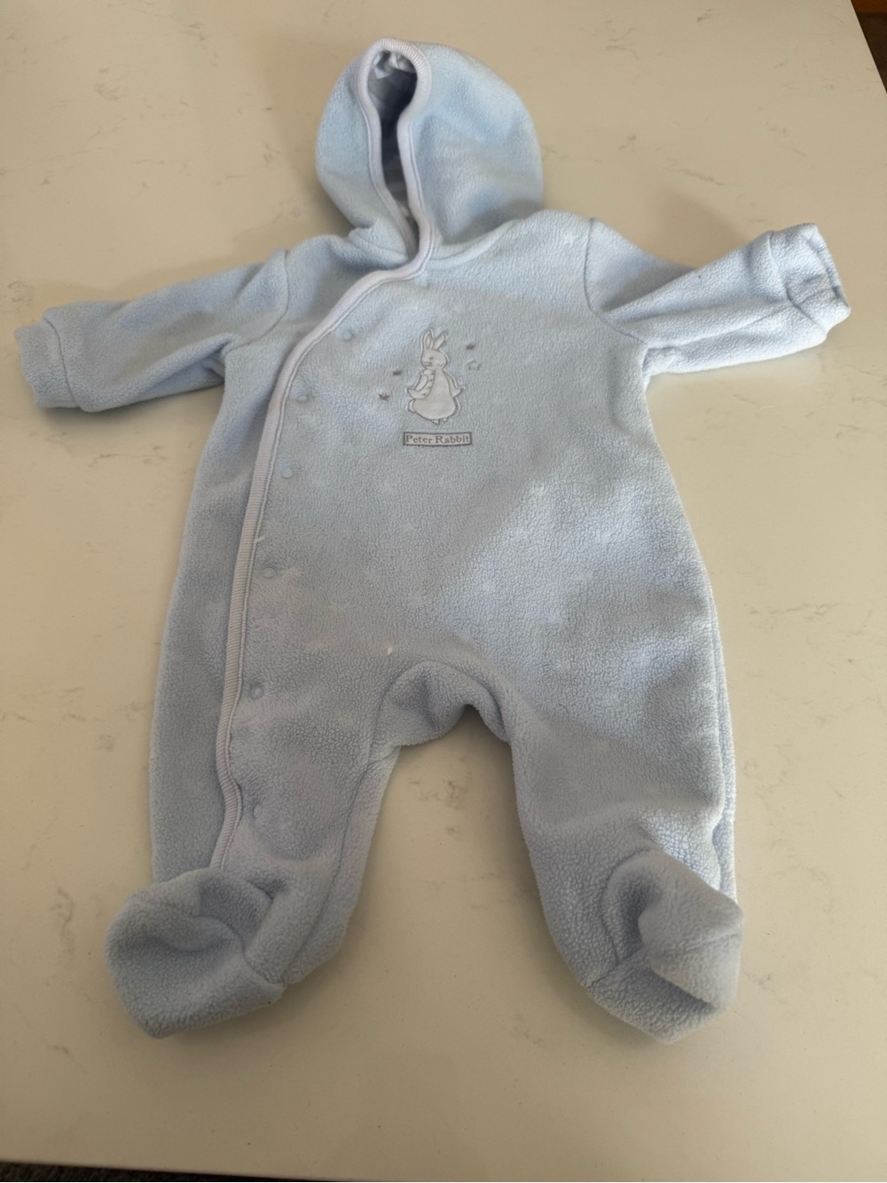 Peter rabbit Blue Hooded Baby Footed One-Piece